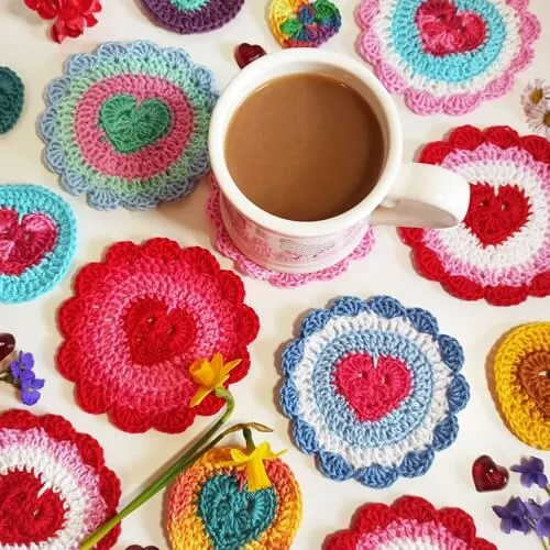 Spread love at home with our charming heart crochet coasters. They make the perfect addition to your coffee moments. Introducing our heart-shaped crochet coasters, a delightful blend of craftsmanship and sweetness. Elevate your home decor with these coasters. Perfect for adding a touch of love to your tabletops or gifting to someone special. Explore the artistry of crochet with our unique heart coasters, bringing warmth and style to your living space.
