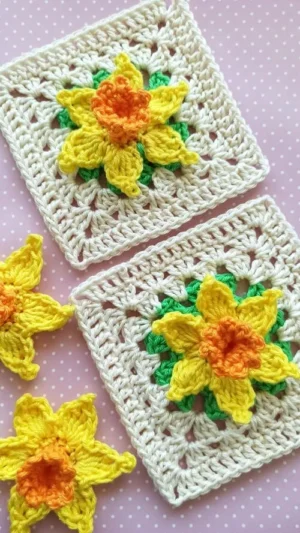 Daffodil Granny Square Crochet Pattern