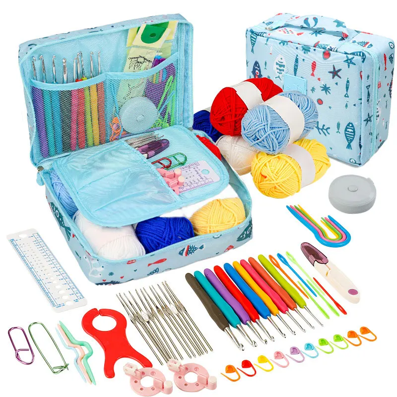 Beginner Crochet Kit – All-in-One Set with Hooks, Yarn for Travel – Fish