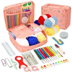 Beginner Crochet Kit – All-in-One Set with Hooks, Yarn for Travel – Cats