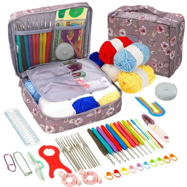 Beginner Crochet Kit – All-in-One Set with Hooks, Yarn for Travel – Rose