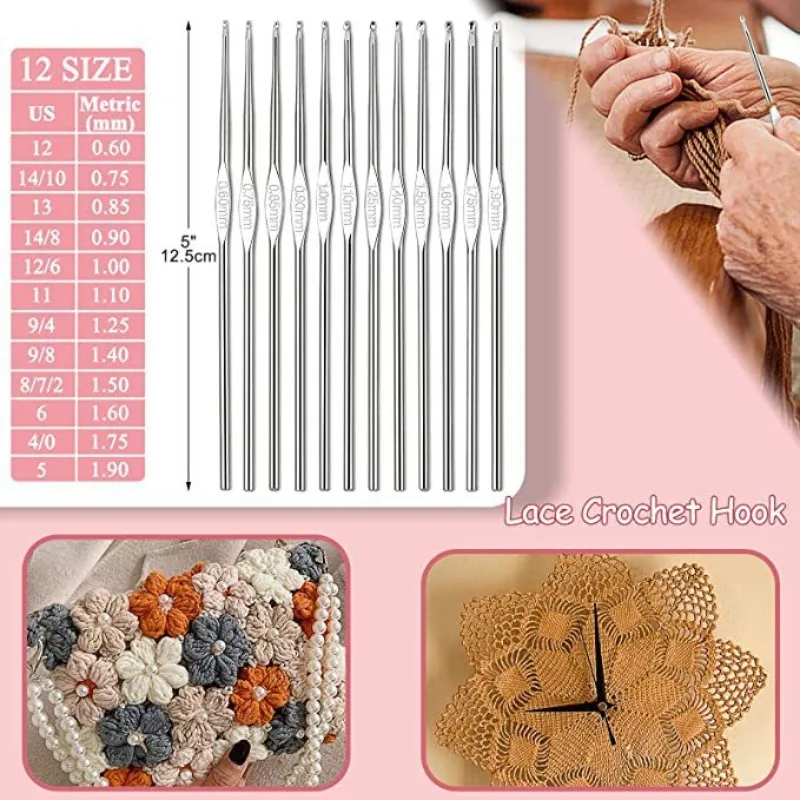 Beginner Crochet Kit – All-in-One Set with Hooks, Yarn for Travel – Pink Stripe - Image 3