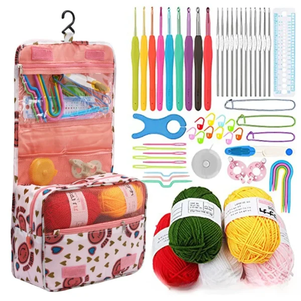 Beginner Crochet Kit – All-in-One Set with Hooks, Yarn for Travel – Smiley