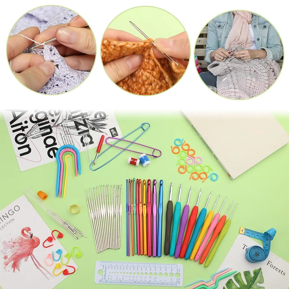 Beginner Crochet Kit – All-in-One Set with Hooks, Yarn for Travel – Yellow - Image 6