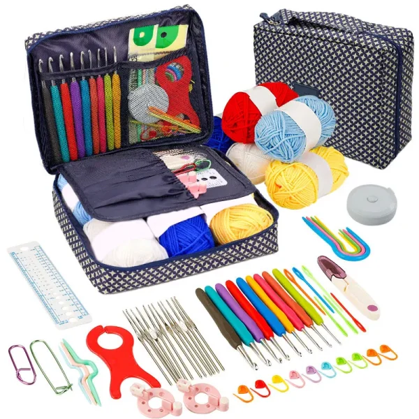 Beginner Crochet Kit – All-in-One Set with Hooks, Yarn for Travel – Stars