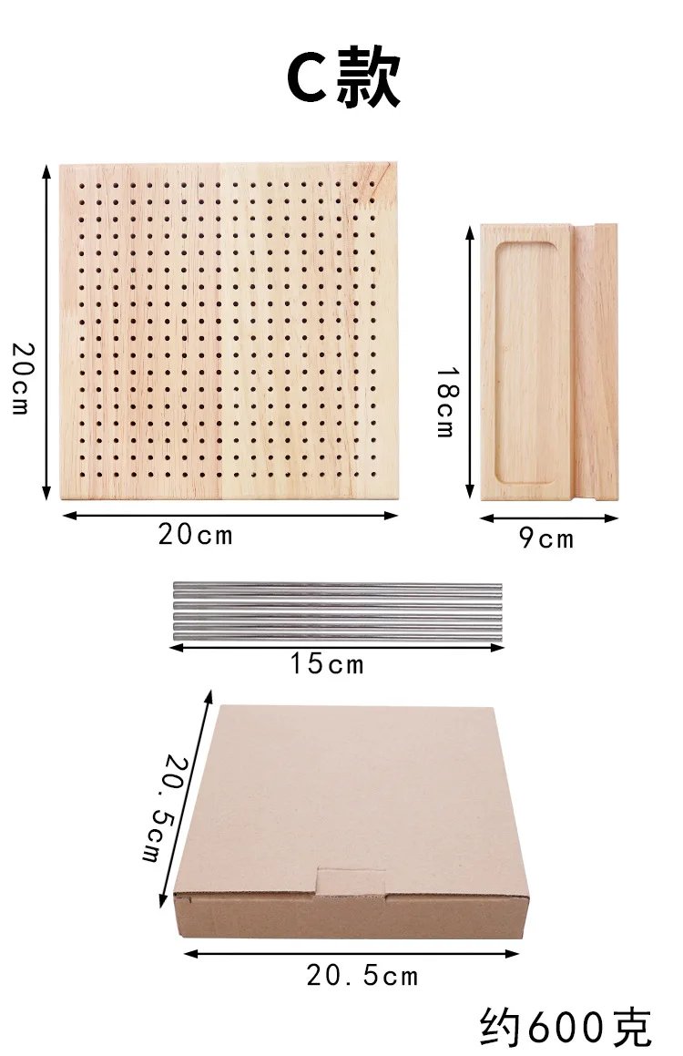 Handcrafted Wooden Knitting & Crochet Blocking Board - Shaping Pad with Grid Holes, Perfect for Granny Squares - Image 6