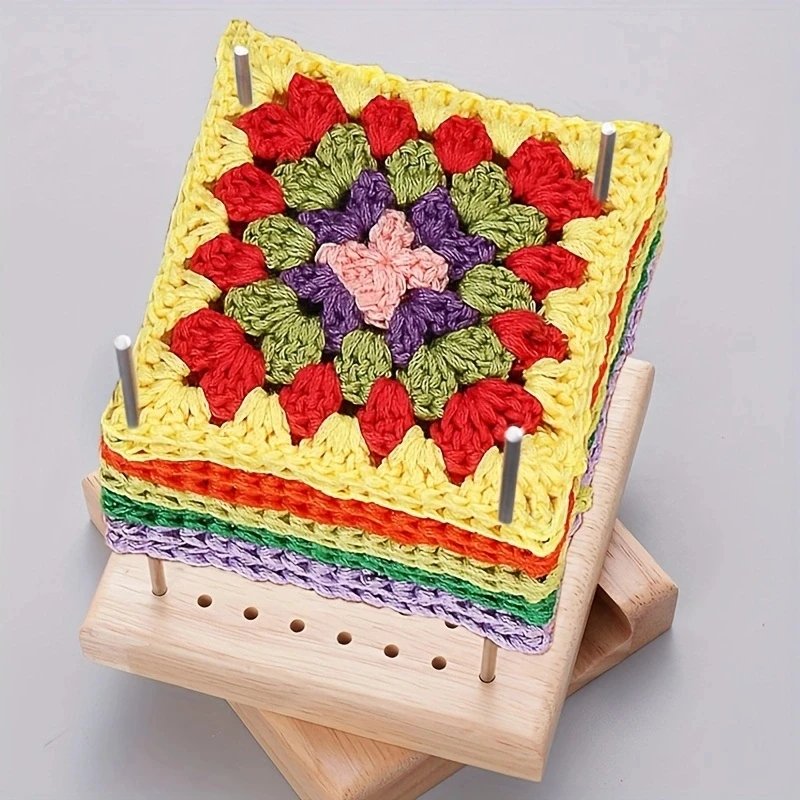 Handcrafted Wooden Knitting & Crochet Blocking Board - Shaping Pad with Grid Holes, Perfect for Granny Squares