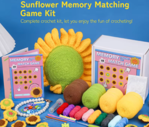 Sunflower Memory Matching Game Crochet Kit – Bloom into crafting and play with this sunny, cheerful set