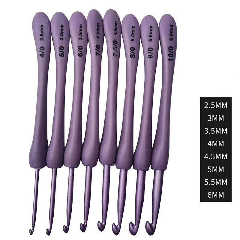 8-Piece Purple Crochet Hooks Set (2.5–6.0mm)