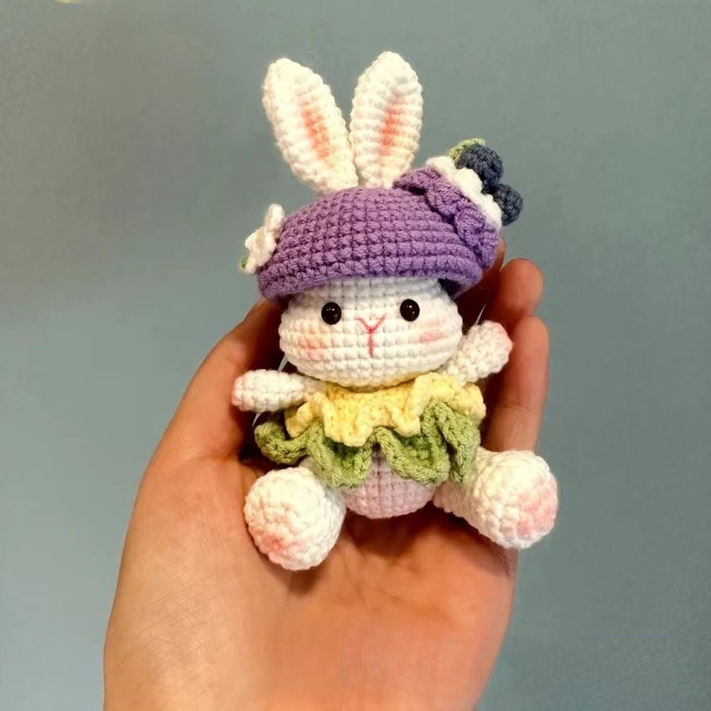 Cute Cartoon Crochet Rabbit Doll Keychain, Watermelon Rabbit - Image 2