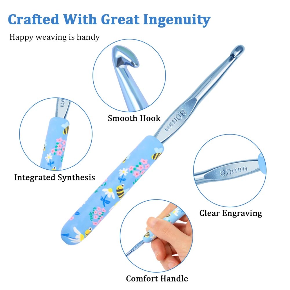 Little Bee Print Crochet Hooks - 2.0-10.0mm - Image 3