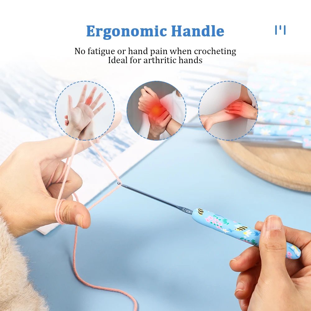 Little Bee Print Crochet Hooks - 2.0-10.0mm - Image 2