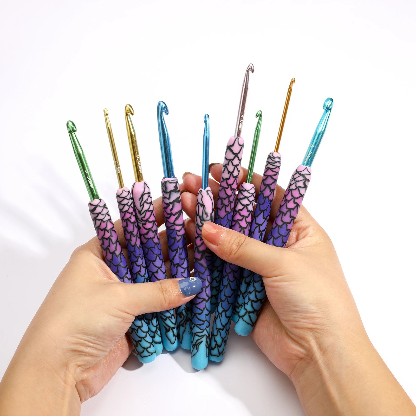 1pcs Purple Mermaid Crochet Hook 2.25mm-8.0mm