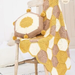 Honeycomb Blanket and Cushion in Stylecraft Bellissima DK - 9614 - Downloadable PDFnn