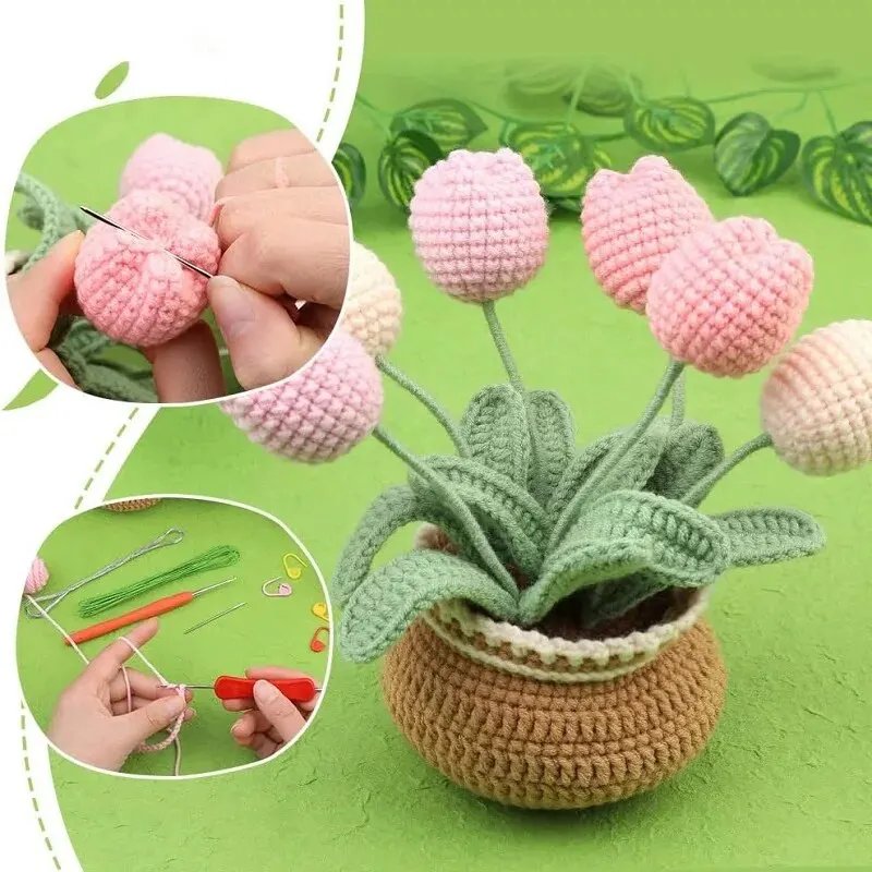 BUDDUR Crochet Knitting Kit With Cotton Yarn Thread And Instruction For Fabric Weaving DIY Non-finished Materials Package - Image 5