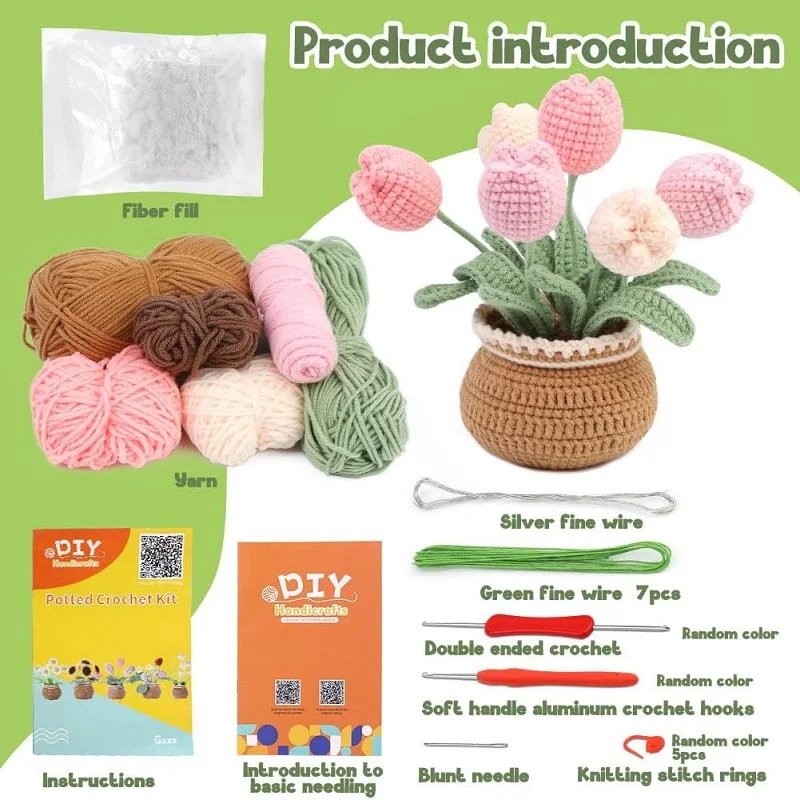 BUDDUR Crochet Knitting Kit With Cotton Yarn Thread And Instruction For Fabric Weaving DIY Non-finished Materials Package - Image 2