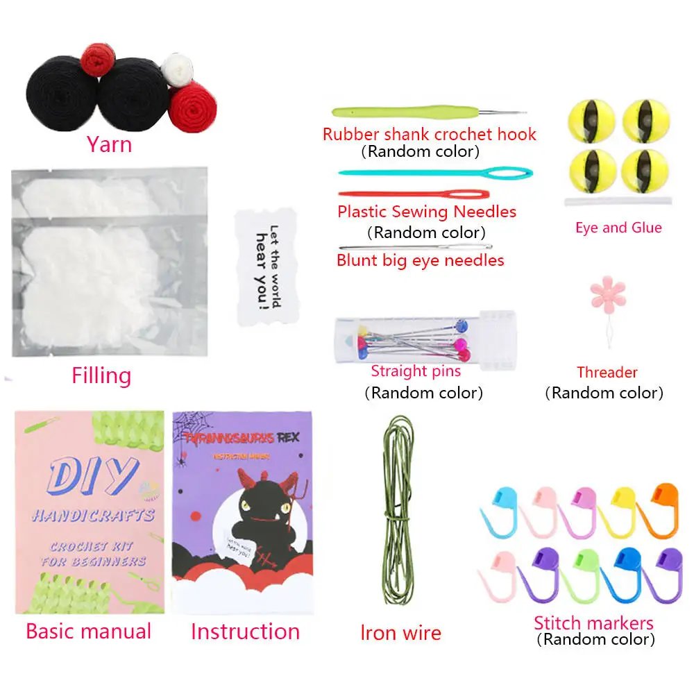 Dragon Crochet Kit Animal For Beginners With Video Tutorial Cotton Knitting Yarn Thread Needles Hook Knit Tool Set DIY Craft - Image 4