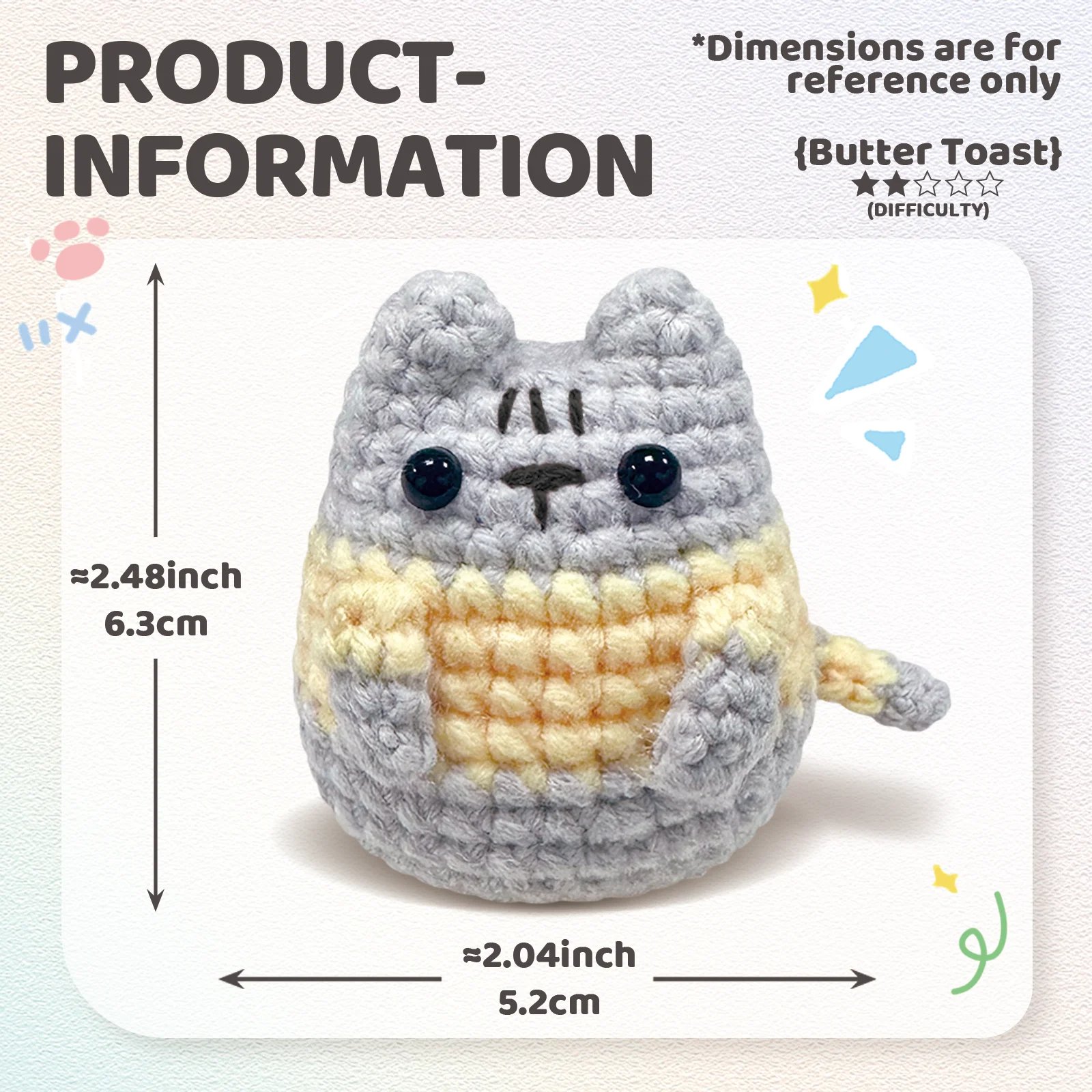 1pc Little Grey Cat,Crochet Set for Beginners,Include Step-by-Step Video Tutorials(Accessories In Random Color) - Image 3