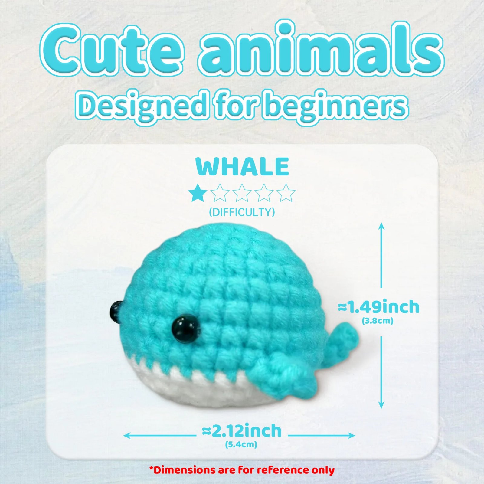1set Mini Whale Family Crochet Kit for Beginners- Crochet White Pink Blue Orange Easy Learn to Starter Amigurumi Knitting Kit