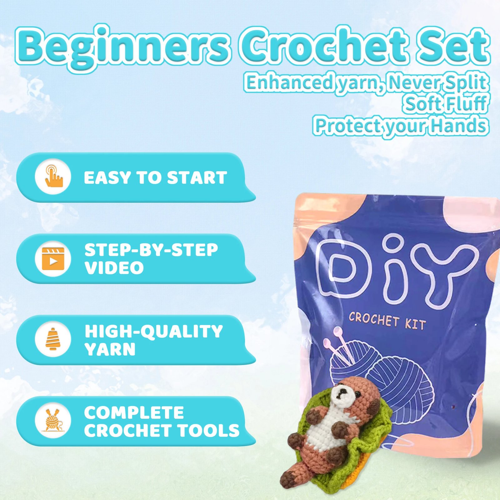 YAMAXIN Otter Crochet Needle DIY Kit for Beginners Easy Craft Tool Set Arts And Crafts Knitting Novice Friendly - Image 3