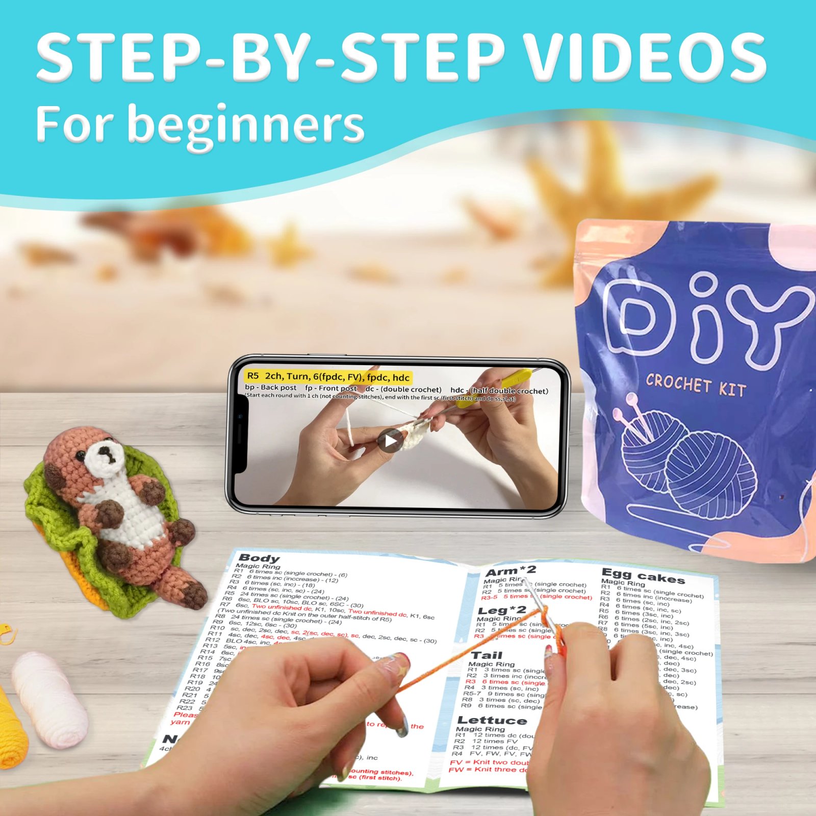 YAMAXIN Otter Crochet Needle DIY Kit for Beginners Easy Craft Tool Set Arts And Crafts Knitting Novice Friendly - Image 4