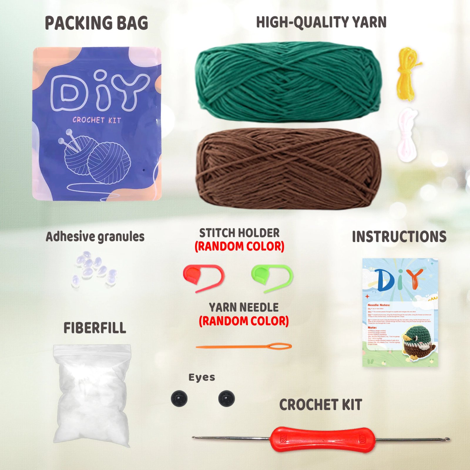 YAMAXIN 1PC Wild Duck Theme Crochet Kit for Beginners - Easy DIY Craft Tool Set with Knitting Arts & Crafts Project - Image 4