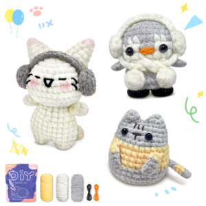 YAMAXIN 3PCS Cute Animal Theme Crochet Kit for Beginners - DIY Craft Tool Set with Knitting Arts And Crafts Project
