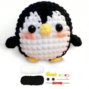 Penguin Crochet kit, Beginner Crochet Material Pack, Animal Kit, Birthdays and Christmas and Mother's Day Gift, Beginner Crochet