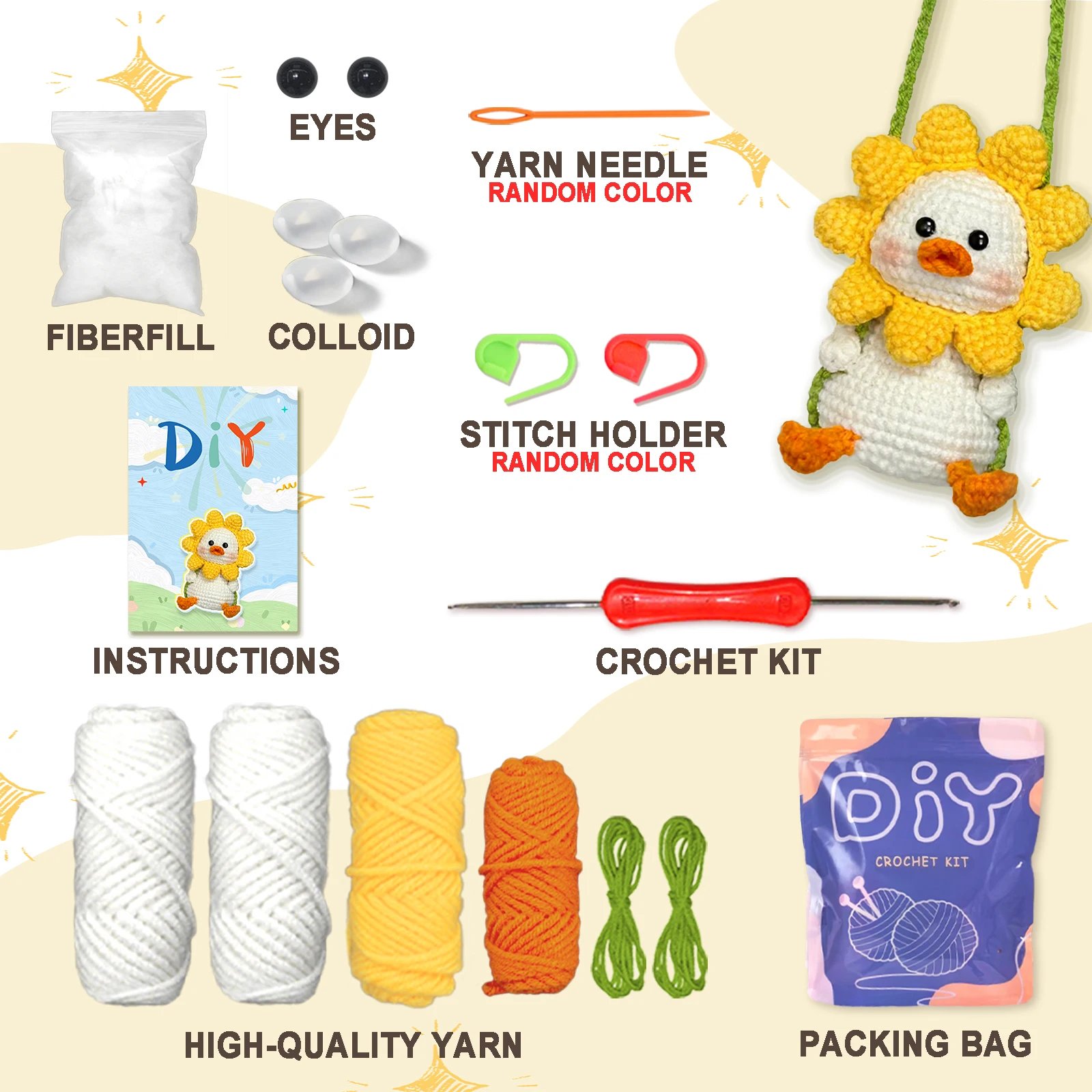 YAMAXIN DIY Crochet Kit Beginner Friendly Duck Craft Tool Set for Novices Easy Arts And Crafts Knitting - Image 3