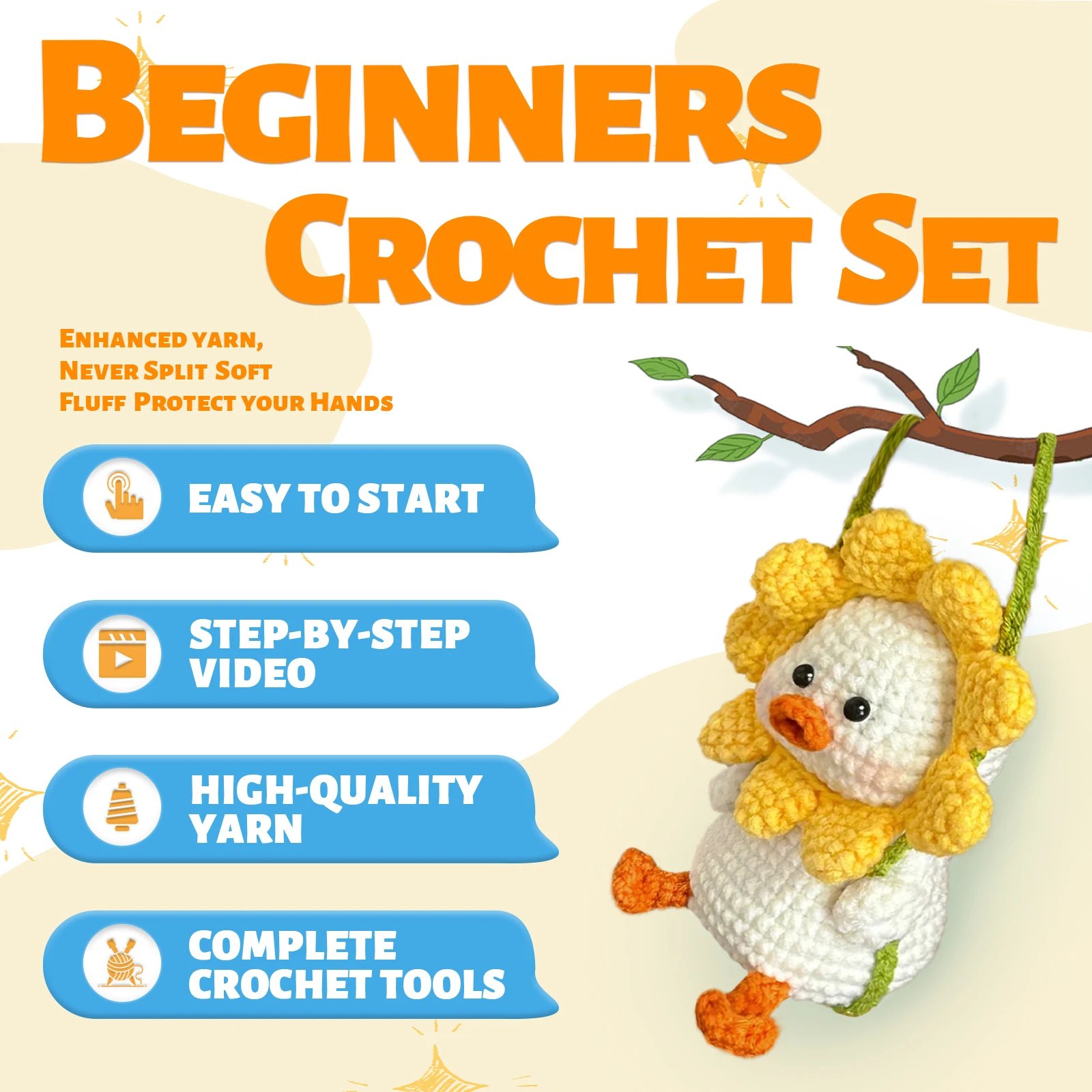 YAMAXIN DIY Crochet Kit Beginner Friendly Duck Craft Tool Set for Novices Easy Arts And Crafts Knitting - Image 4