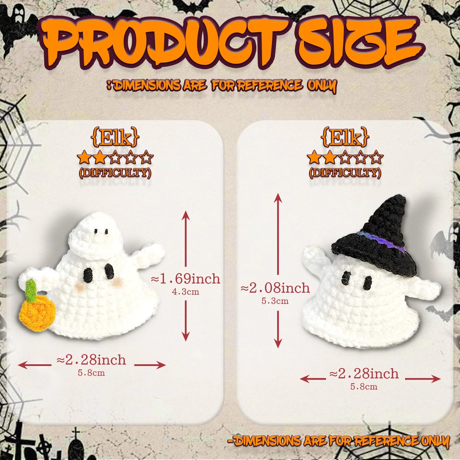 2PCS Halloween Ghost Crochet Set,Easy Beginner-Friendly Craft with Step-by-Step Video Tutorial(Accessories In Random Color) - Image 2