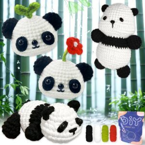 YAMAXIN 4PC Panda Crochet Needle Set Beginner Craft Tool Kit Easy DIY Arts And Crafts Knitting Novice Friendly