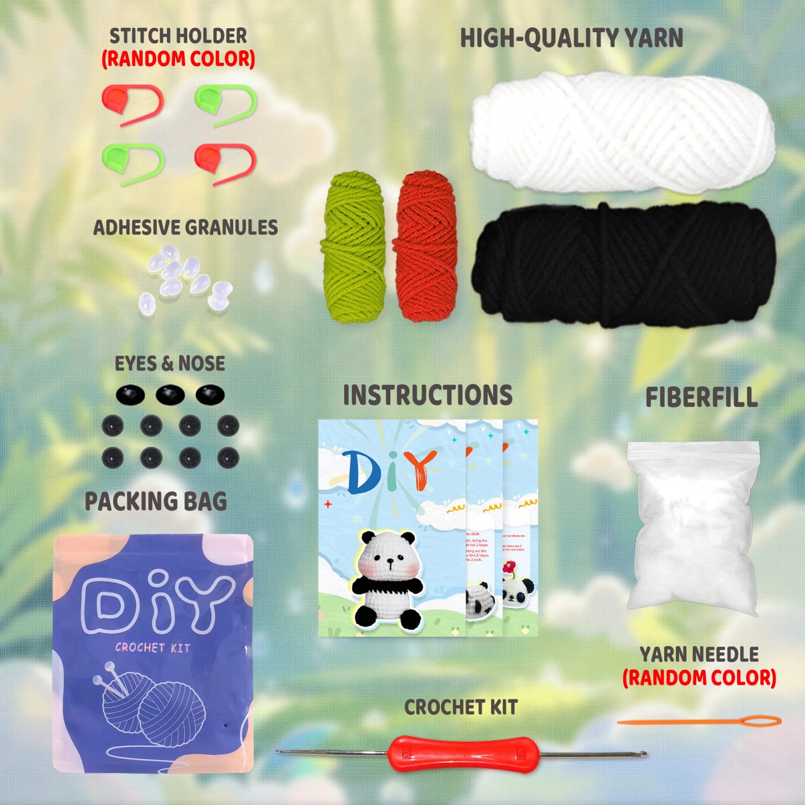 YAMAXIN 4PC Panda Crochet Needle Set Beginner Craft Tool Kit Easy DIY Arts And Crafts Knitting Novice Friendly - Image 5