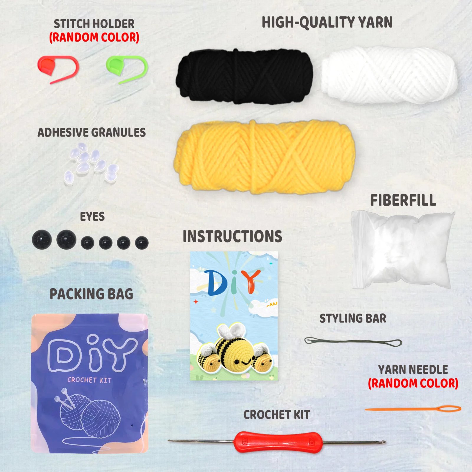 3-Piece Set Bee Crochet Kit DIY Combo Kit for Beginners - Easy to Use Crochet Tool Set - Image 6