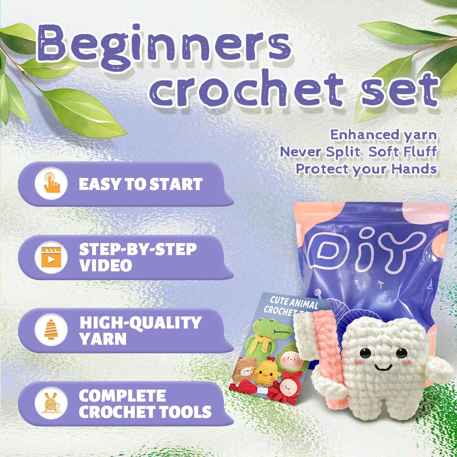 YAMAXIN Toothbrush and Teeth,Crochet Set for Beginners,Include Step-by-Step Video Tutorials(Accessories In Random Color) - Image 5