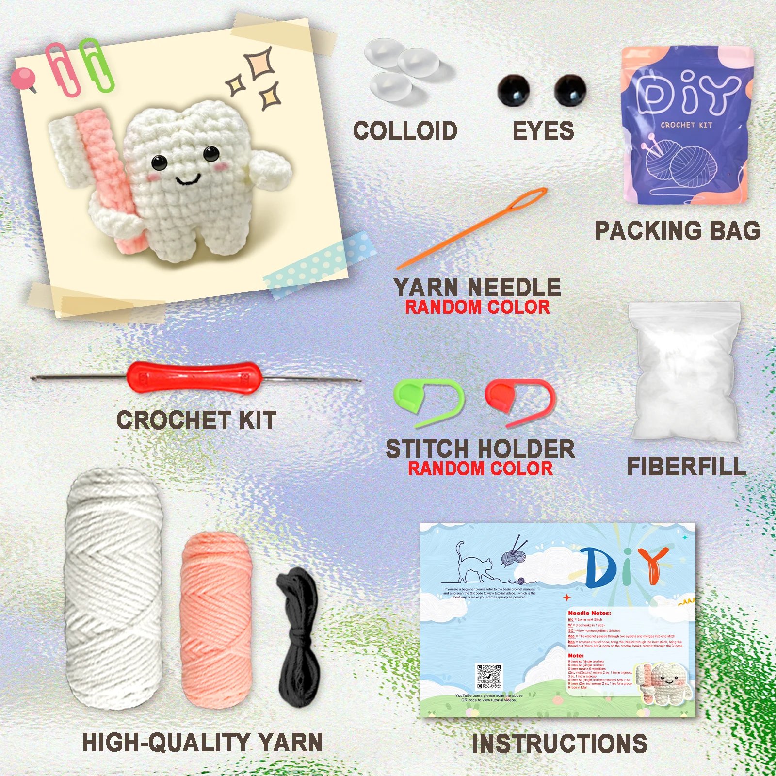 YAMAXIN Toothbrush and Teeth,Crochet Set for Beginners,Include Step-by-Step Video Tutorials(Accessories In Random Color) - Image 2
