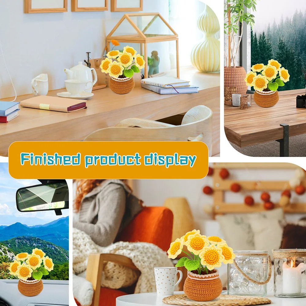 DIY potted plant crochet kit cotton yarn beginner floral kit including instruction manual - Image 6