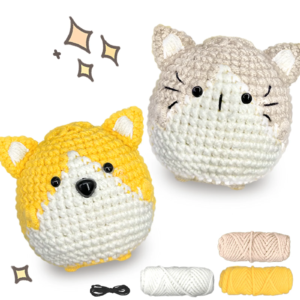YAMAXIN Ball Theme Crochet Kit for Beginners - DIY Cat Dog Head Craft Tool Set with Knitting Arts And Crafts Project
