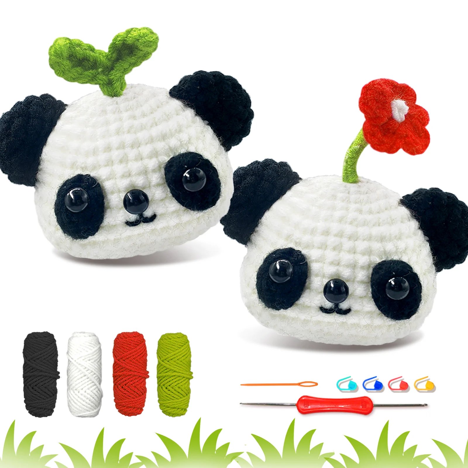 YAMAXIN 2PC Crochet Needle DIY Kit Beginner Friendly Panda Themed Craft Tool Set for Novices Easy Arts And Crafts Knitting