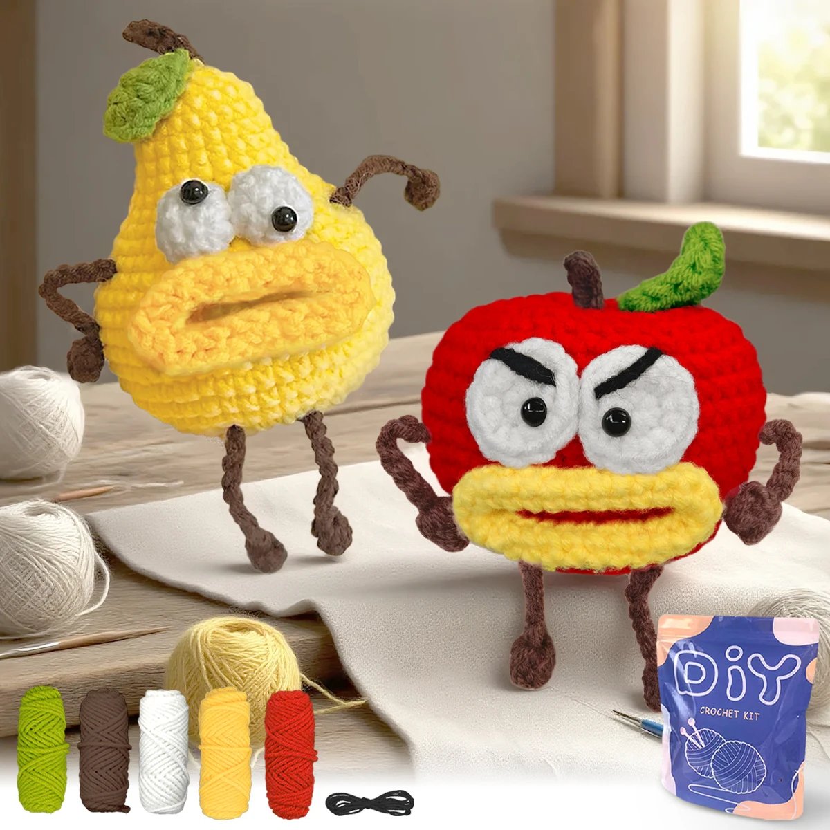 YAMAXIN DIY Crochet Kit for Beginners Easy Craft Tool Set with Cute Fruit Theme Knitting Arts And Crafts Project