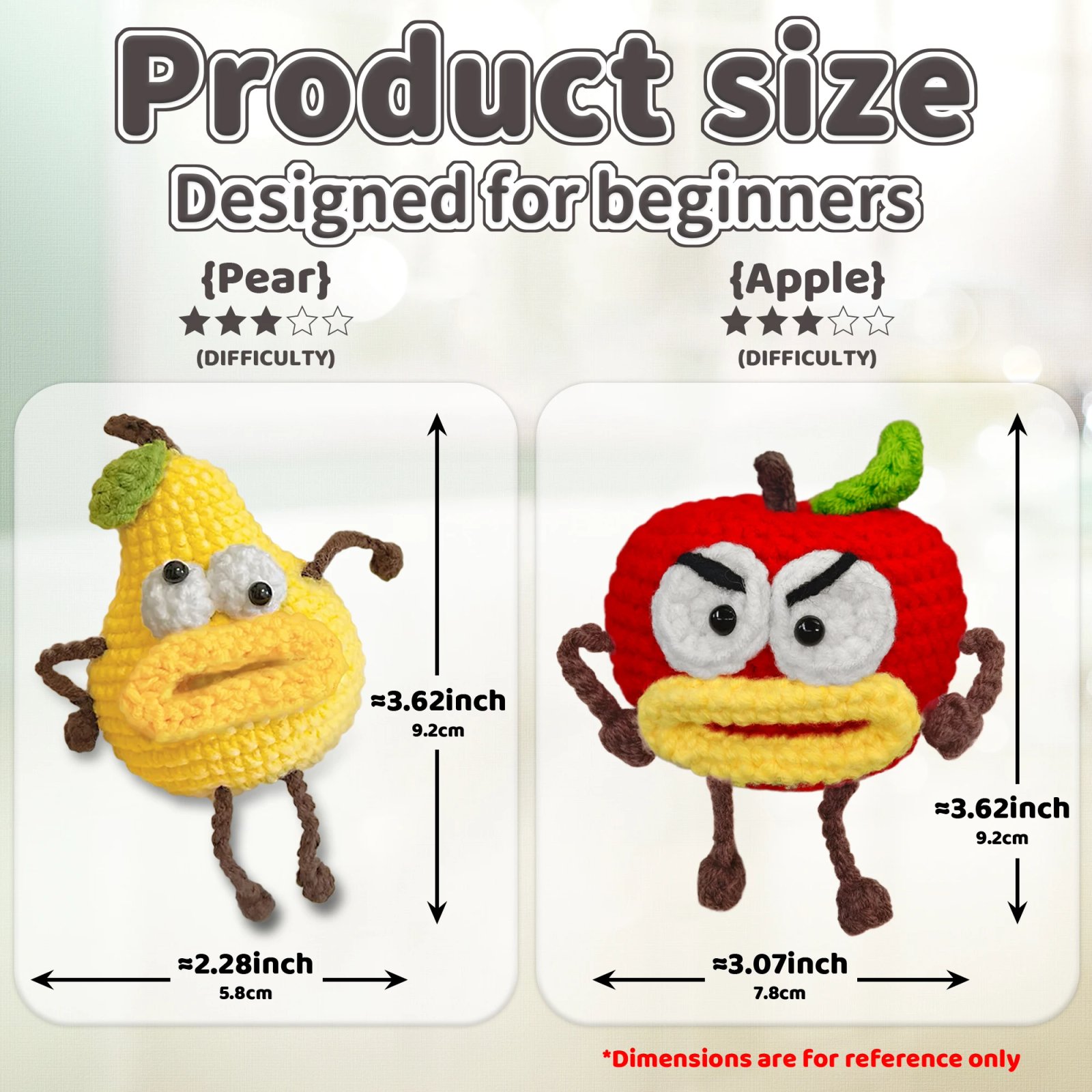 YAMAXIN DIY Crochet Kit for Beginners Easy Craft Tool Set with Cute Fruit Theme Knitting Arts And Crafts Project - Image 3