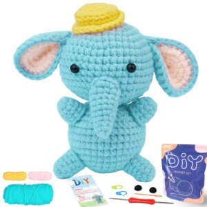 YAMAXIN 1pc,Mr.Elephant,Crochet Set for Beginners,Include Step-by-Step Video Tutorials(Accessories In Random Color)