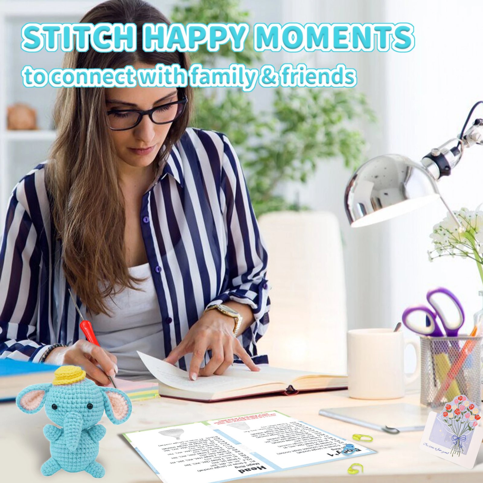 YAMAXIN 1pc,Mr.Elephant,Crochet Set for Beginners,Include Step-by-Step Video Tutorials(Accessories In Random Color) - Image 5