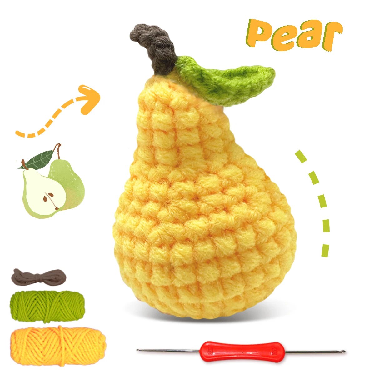 1PC Pear Crochet Set for Beginners,Include Step-by-Step Video Tutorials(Accessories In Random Color) - Image 6