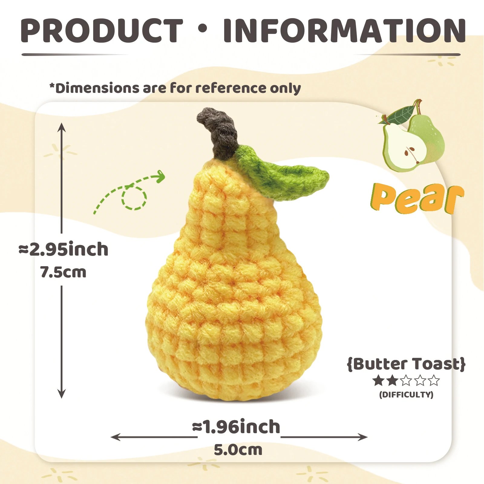 1PC Pear Crochet Set for Beginners,Include Step-by-Step Video Tutorials(Accessories In Random Color) - Image 3