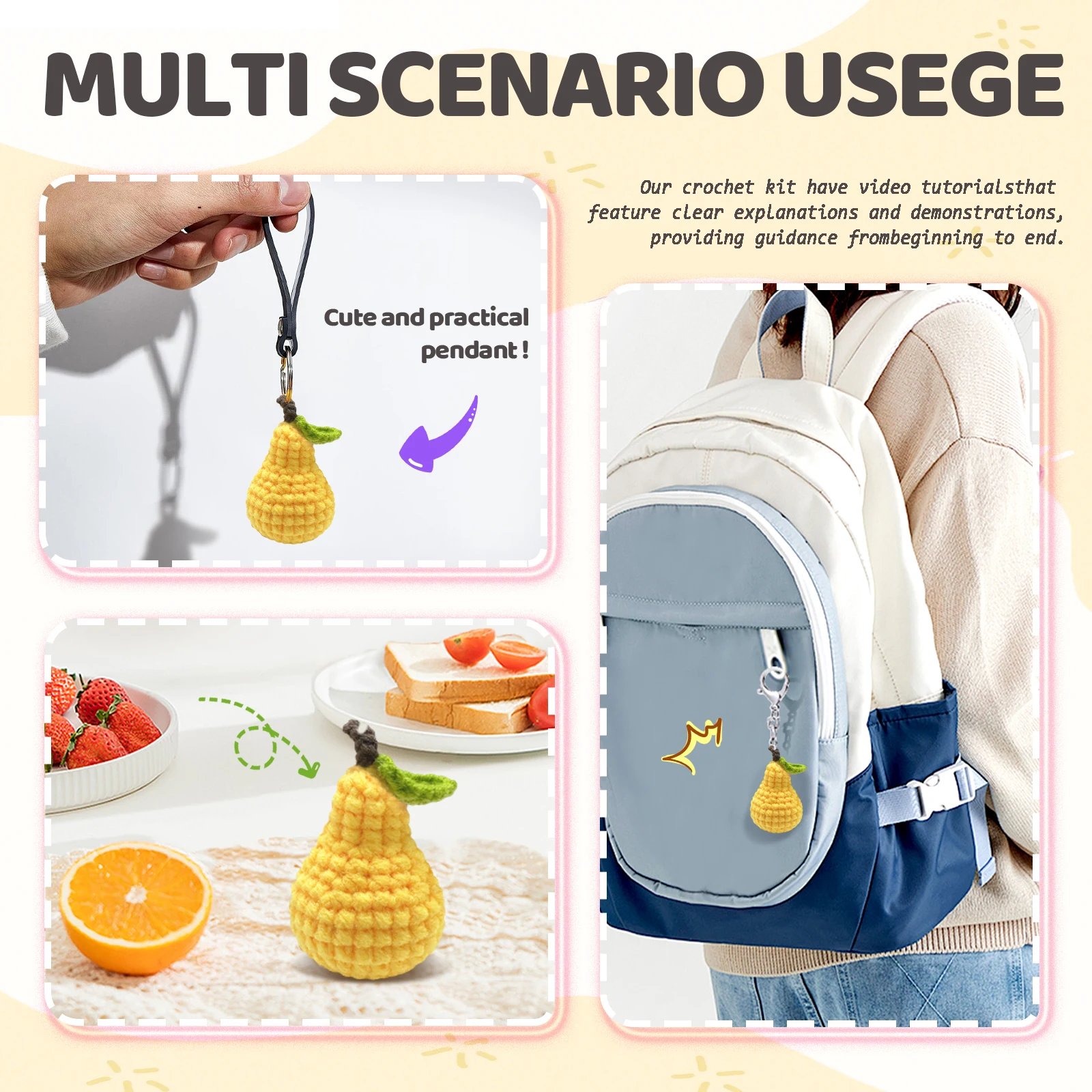 1PC Pear Crochet Set for Beginners,Include Step-by-Step Video Tutorials(Accessories In Random Color) - Image 2