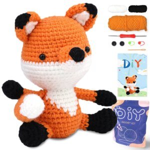 YAMAXIN DIY Crochet Kit for Beginners with Little Fox Design Easy Craft Tool Set Arts And Crafts Knitting Project for Starters