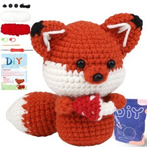 YAMAXIN Fox Theme Crochet Kit for Beginners - Easy DIY Craft Tool Set Knitting Arts & Crafts Project