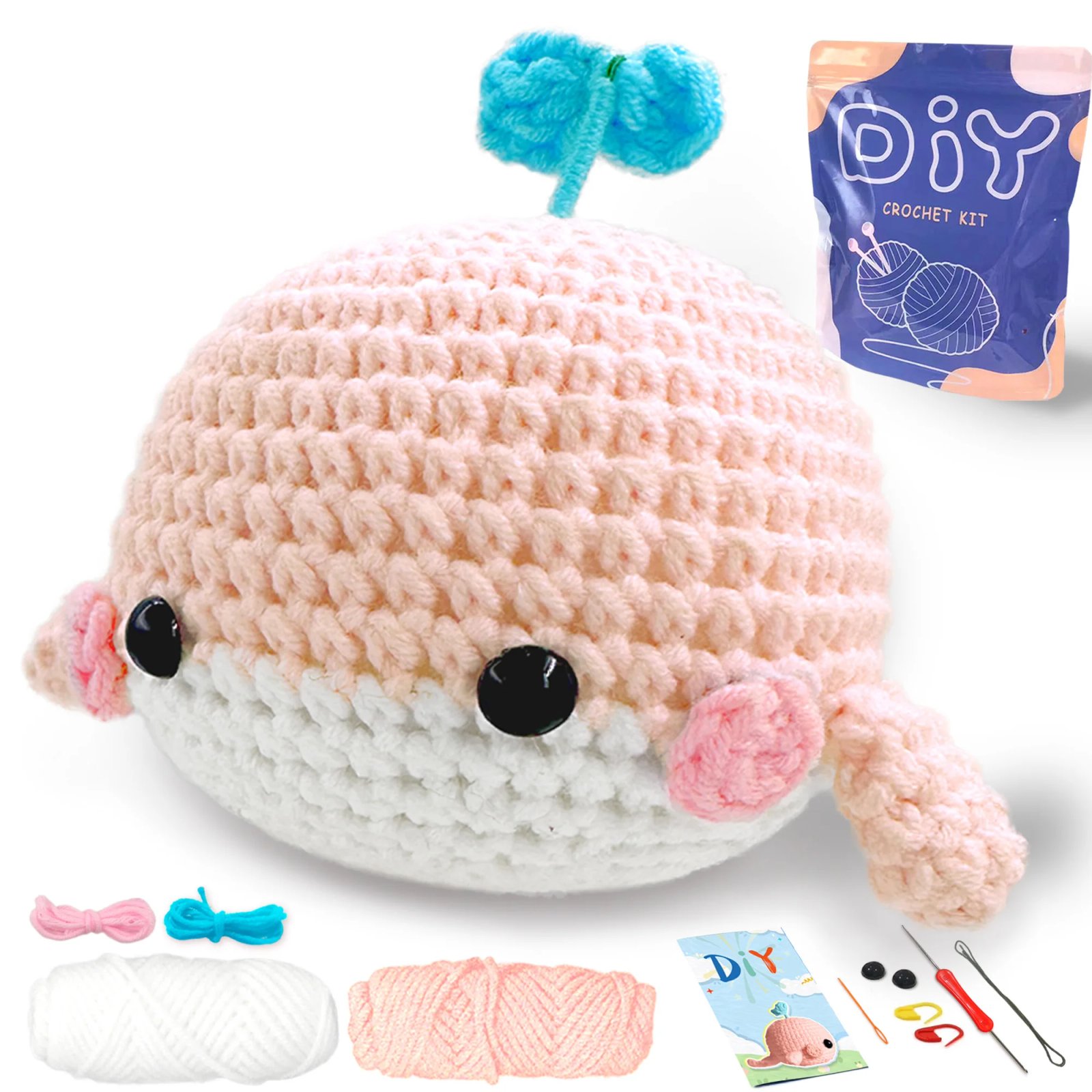 YAMAXIN 1set Whale Crochet Set for Beginners,Include Step-by-Step Video Tutorials(Accessories In Random Color)
