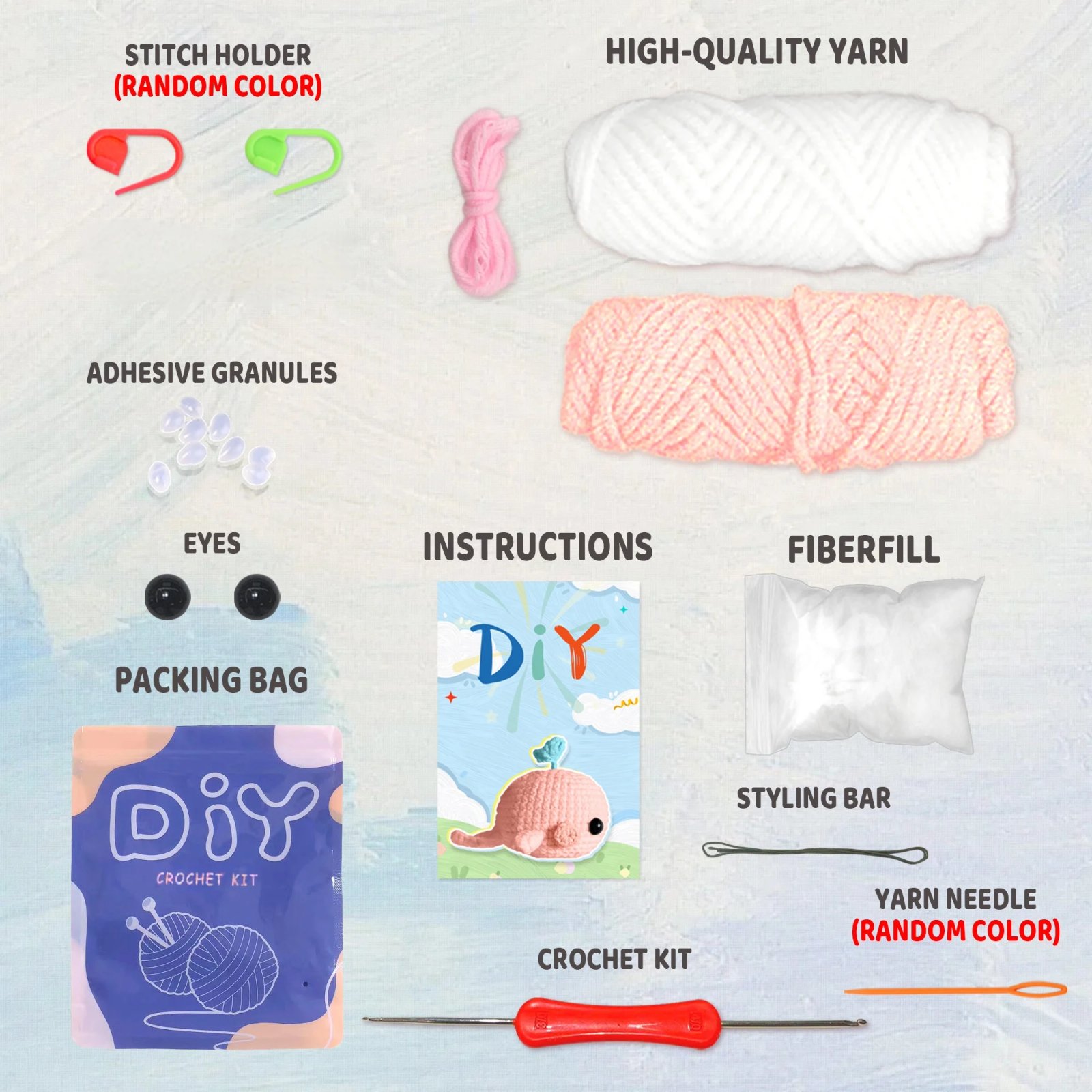 YAMAXIN 1set Whale Crochet Set for Beginners,Include Step-by-Step Video Tutorials(Accessories In Random Color) - Image 3